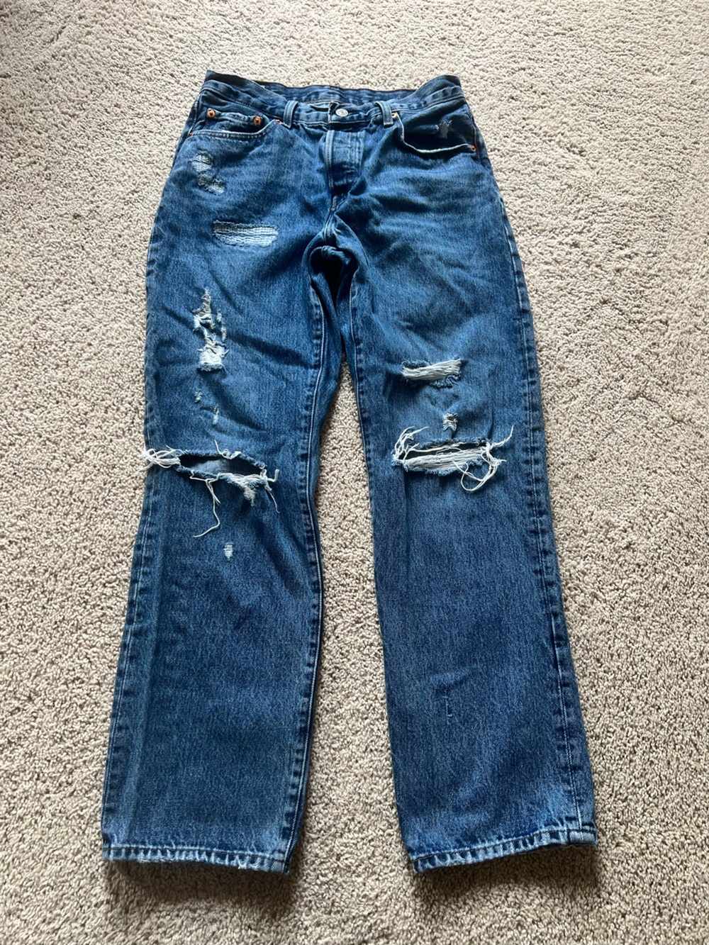 Levi's Distressed Blue Straight-Leg Women's Jeans